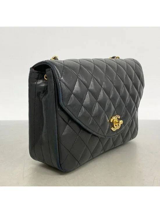 Chanel Shoulder Bag Quilted Lambskin Black Gold - Picture 2 of 10